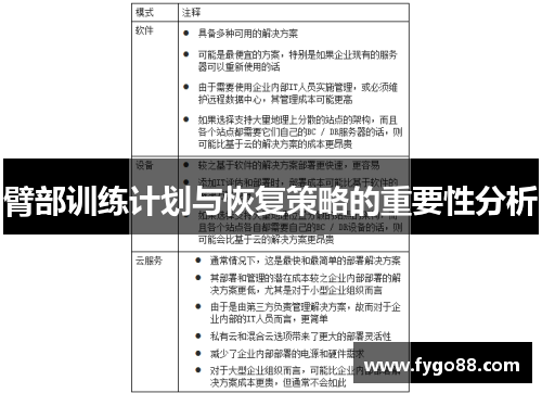臂部训练计划与恢复策略的重要性分析